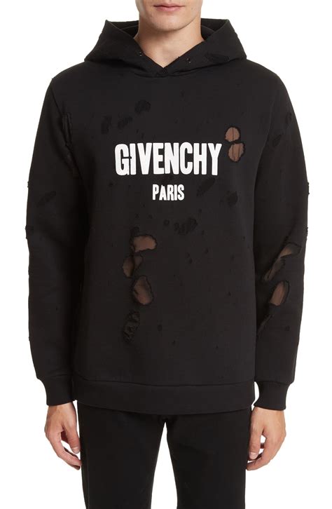 givenchy logo print distressed cotton sweatshirt|givenchy sweater men.